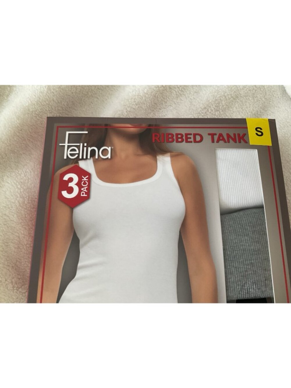 Felina Women's Ribbed Tank, 3-pack White Gray Black Small Cotton Stretch Rib New - Picture 3 of 10